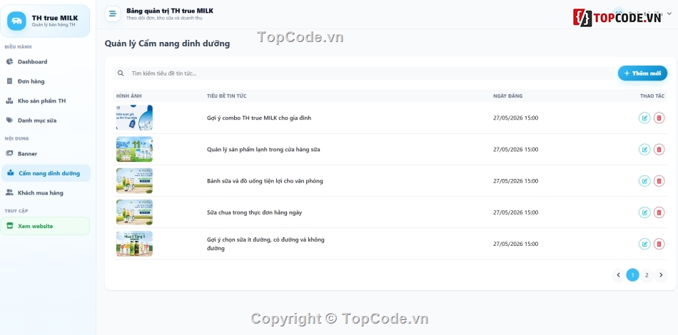 Website bán hàng sản phẩm,th,sữa th